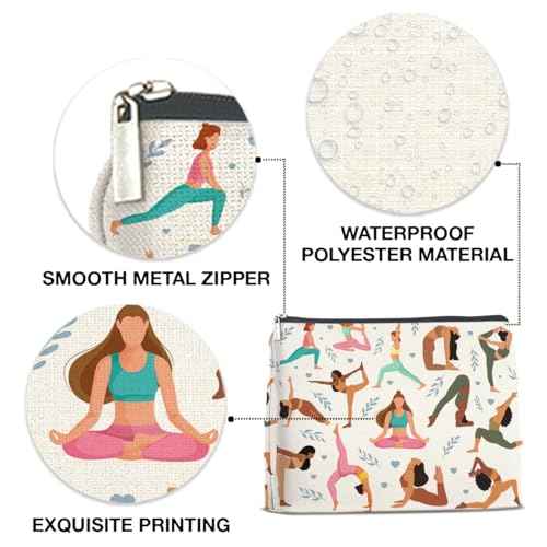 Yoga Gifts for Women Cosmetic Bag - Gifts for Yoga Instructor Lovers Zipper Makeup Pouch Small Makeup Bag (1Pcs)