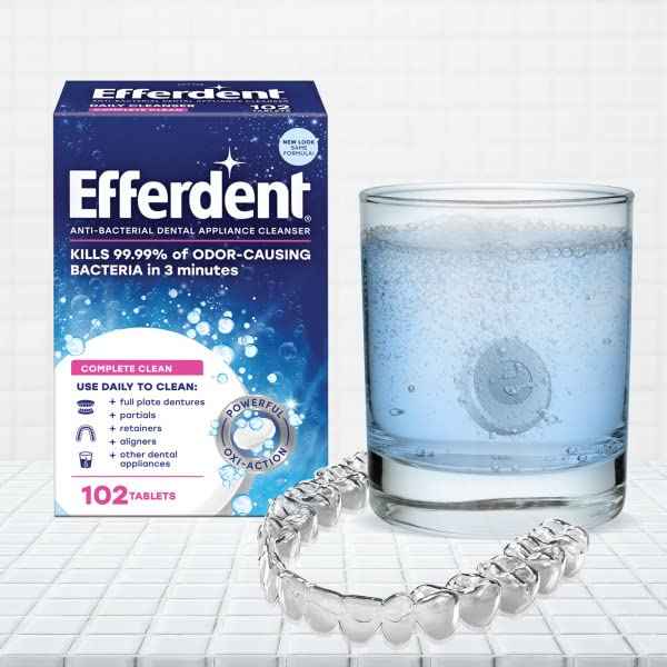 Efferdent Retainer & Denture Cleaner Tablets, Complete Clean, 44 Count, (Pack of 3)