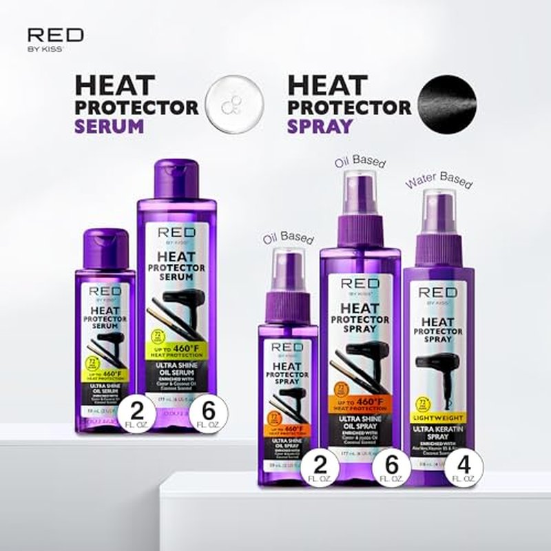 Red by Kiss Heat Protector Spray for Thermal Protection, Anti-Frizz, Ultra Shine, and Hydration - Protects Hair Up To 460¡ÆF (2 Fl Oz)