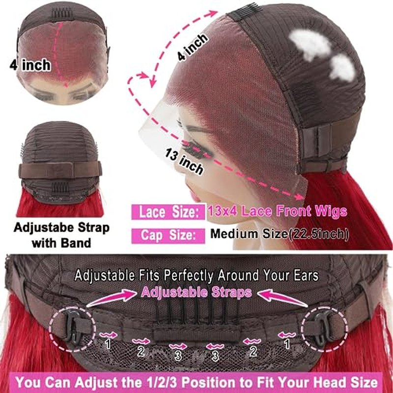 220% Density 99J Burgundy Lace Front Wigs Human Hair Pre Plucked Hairline Body Wave Glueless 13¡¿4 HD Transparent Wigs for Women Human Hair with Baby Hair Wine Red Colored (22 inch, 99j)