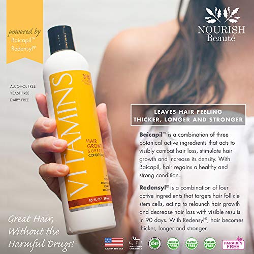 Nourish Beaute Vitamins Conditioner for Hair Loss that Promotes Hair Regrowth, Volume and Thickening with Biotin, DHT Blockers, Antioxidants, Oils and Extracts For Men and Women, Conditioner, 1 Pack