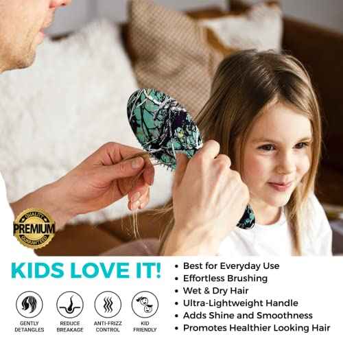 ZEVGANI Detangling Brush for Thick Curly Thin Long Short Wet or Dry Hair, Hairbrush for Women & Kids, Adds Shine Smooth Hair Comb Ultra-Soft Bristles Reduces Breakage, MuddyGirl (Turquoise)