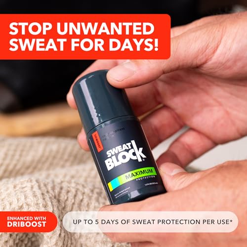 SweatBlock Maximum Strength Roll-On Antiperspirant for Men and Women 1.2 FL OZ Hyperhidrosis and Odor Control Formula Blocks Excessive Sweat for Days Per Application Dermatologist Recommended Solution