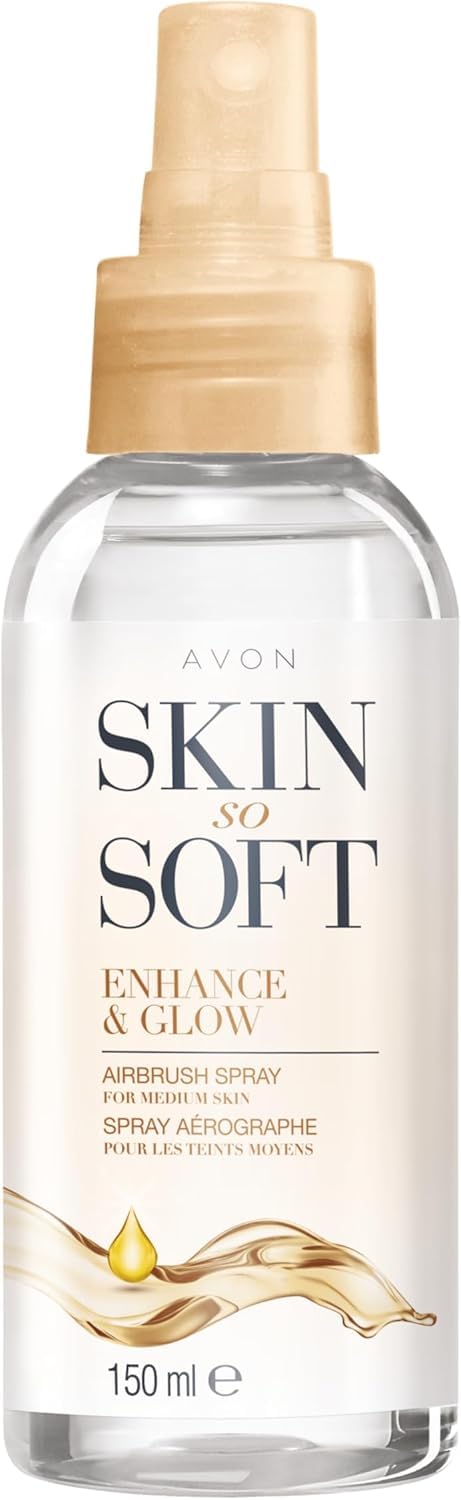 AVON SKIN SO SOFT Enhance & Glow Airbrush Tanning Spray, 150ml, Sun-Kissed Glow, Quick Drying 150 ML (2-PACK)