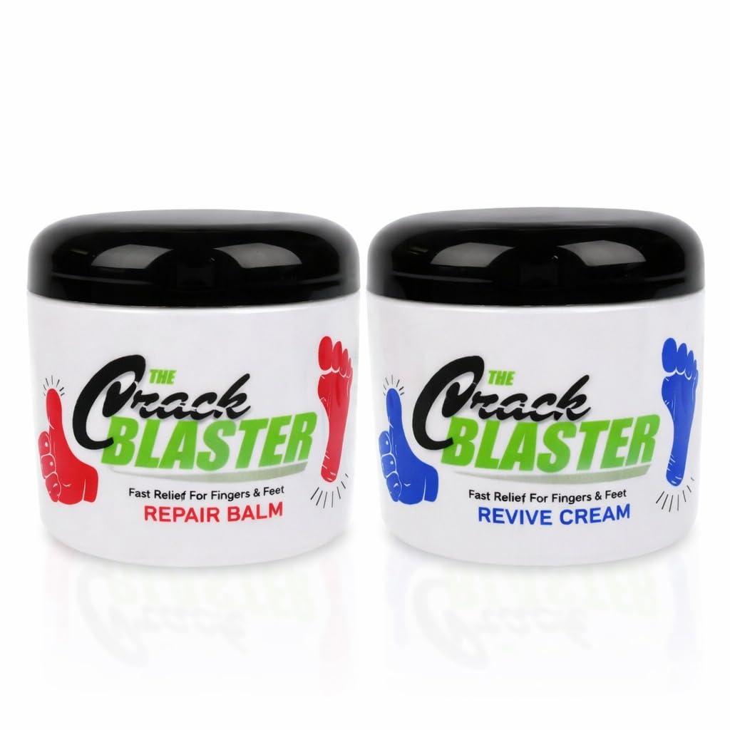 Crack Blaster Repair - Cracked Skin, Heel, Finger Healing Balm and Crack Blaster Revive Dry Skin and Body Cream