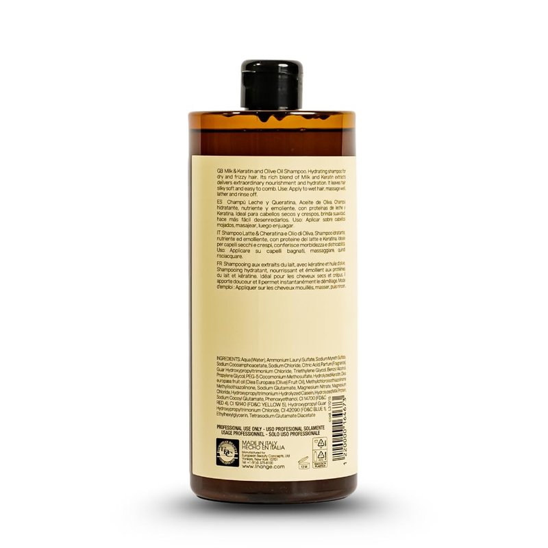 LINANGE Hydranourish Shampoo with Milk, Keratin, and Olive Oil - Hydrating and Nourishing Shampoo for Dry and Frizzy Hair, 965ml / 32.6 oz.