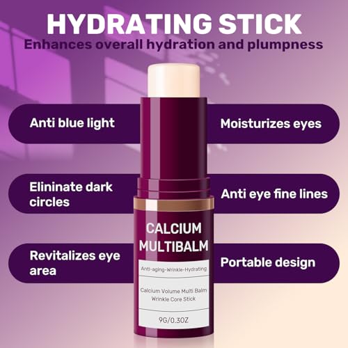 3pcs Calcium Multi Balm,Calcium Volume Multi Balm,Korean Collagen Moisturing Stick, Wrinkle Core Stick,Anti-aging, Hydrating, Almond & Vitamin E for Lip Balm Eye Cream Neck