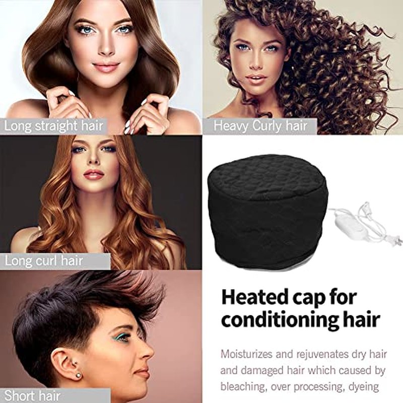 Hair Steamer Cap, Corded Electric Thermal Heat Cap for Deep Conditioning, Hair Care Hat Hair Steamer Thermal Heating Cap For Home Spa(US Plug)