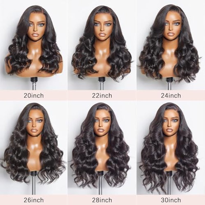 13x4 Body Wave Lace Front Wigs Human Hair Pre Plucked with Baby Hair 180% Density 13x4 HD Transparent Lace Front Wigs for Black Women Natural Black Wigs(28inch)