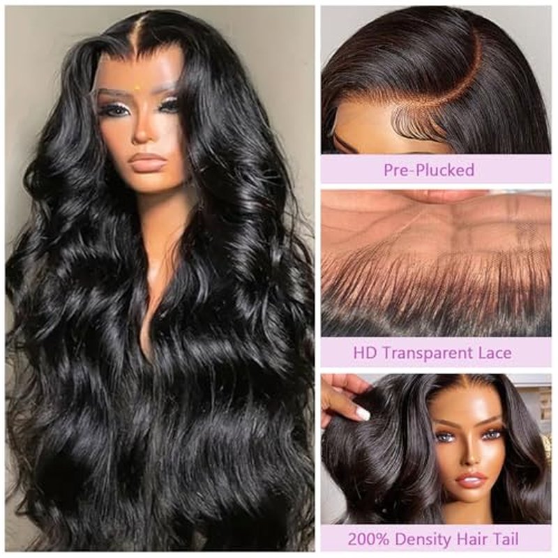 Body Wave Lace Front Wigs Human Hair Pre Plucked 200% Density 13x6 Lace Front Wigs Human Hair HD Lace Frontal Wigs Glueless Wigs Human Hair for Women 24 Inch