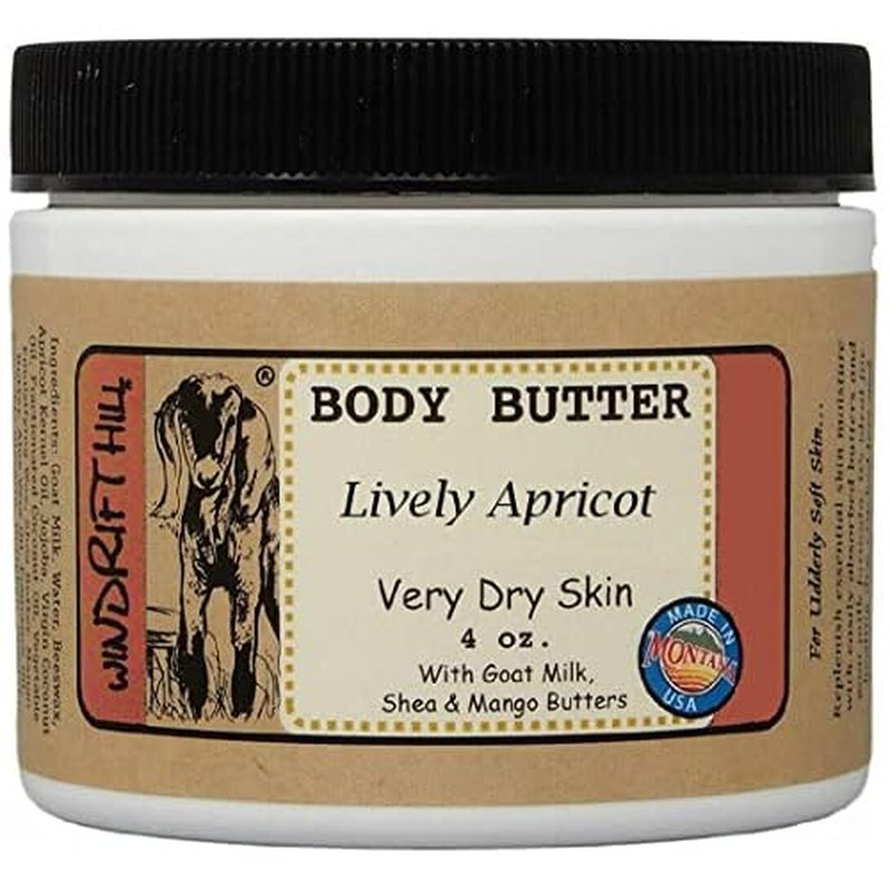 Windrift Hill 4oz Body Butter Moisturizing Lotion For Very Dry Skin (Lively Apricot)