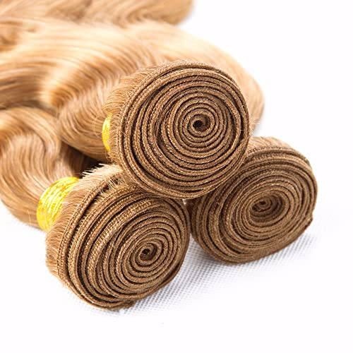 Honey Blonde Bundles 27 Body Wave Bundles Huma Hair 18 inch 100g Double Weft Soft Real 27 Blonde Bundle Human Hair Extensions