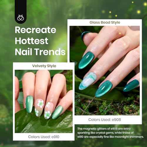 beetles Gel Polish Christmas Green Gel Nail Polish Set 6 Colors Cat Eye Jelly Glitter for Salon Manicure Nail Art DIY at Home UV LED Needed Gifts for Women Girls Enchanted Forest