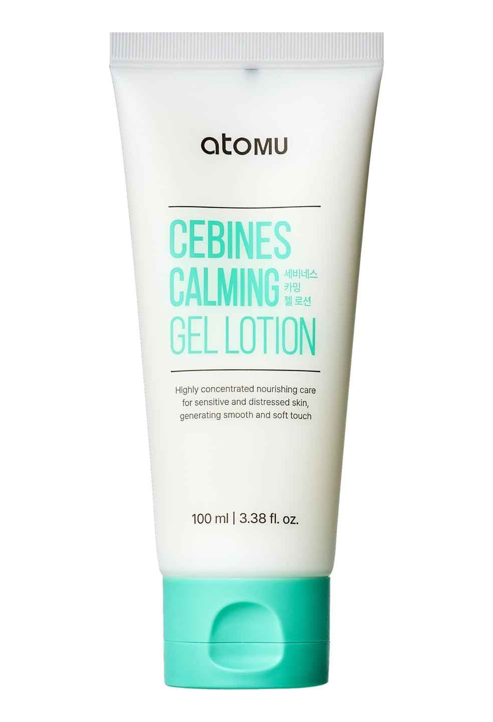 Atomu Cebines Calming Gel Lotion, Nourishing Cooling Facial Lotion for Sensitive and Distressed Skin, Hypoallergenic Soothing Redness Cream, All Skin Types, Korean Skincare (3.38 fl.oz.)