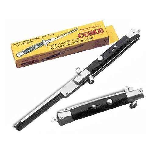 Private Island Switchblade Pocket Comb - Folding Greaser Comb (12 Count, Black)
