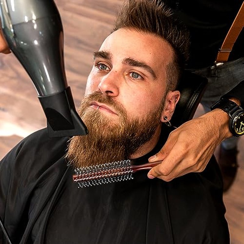 BESTOOL Small Brush for Short and Medium Hair, Blow Drying, Men's Beard Styling, Professional Smoothing and Curling Brush (Reddish brown)