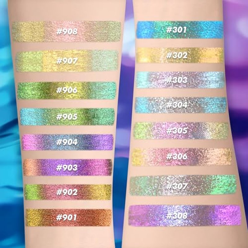 CHARMACY Chameleon Liquid Eyeliner, Liquid Glitter Eyeliner, Highly Pigmented, Metallic MultiColor Shifting waterproof Eyeliner, Ultra-Fine Tip, Longwearing, Smudge-proof (#301)