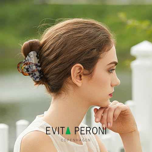 EVITA PERONI Middle Hair Clip, "Vintage Candy" Hair Clips for Women Strong Grip Acetate Shark Claw Clip with Gift Box, Amber