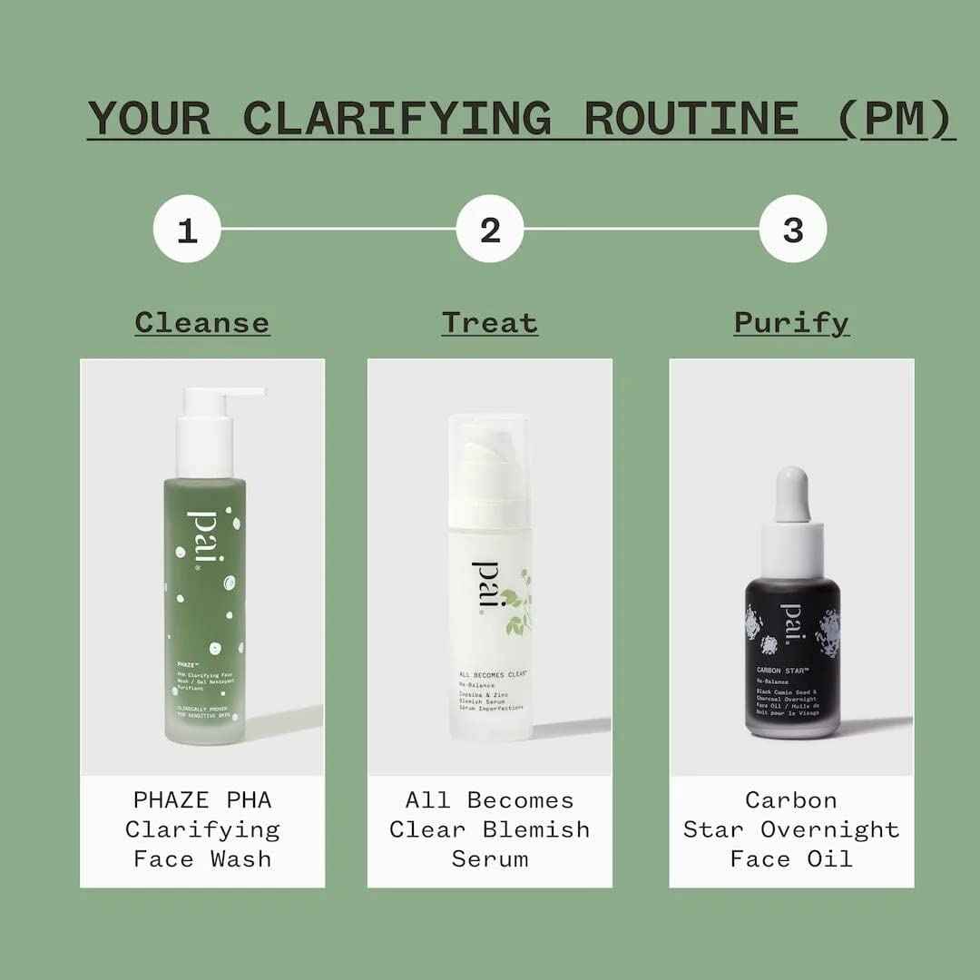 PAI SKINCARE London | PHAZE PHA Clarifying Face Wash, Blemish & Blackhead Control, Sulphate Free, Clinically Proven for Sensitive Skin, 28ml Travel