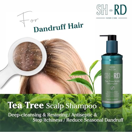 SH-RD Tea Tree Shampoo for Dry, Sensitive Scalp | 1% OTP Added Flake-Control | Deep Cleansing, Rebalancing, Dandruff Relief Shampoo - 16.9oz/500ml