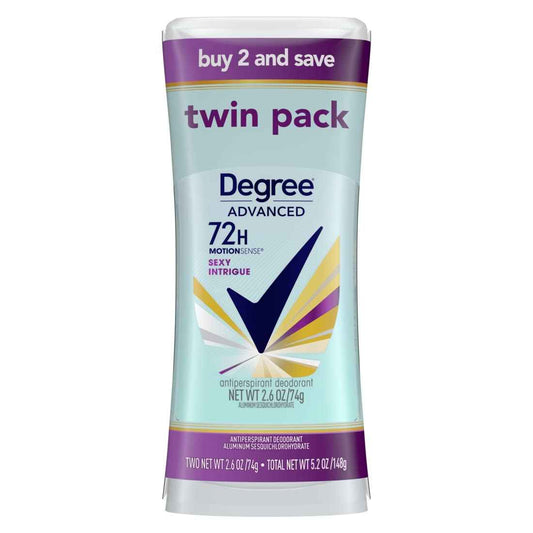 Degree Advanced Antiperspirant Deodorant 72-Hour Sweat & Odor Protection Sexy Intrigue Antiperspirant Deodorant For Women with MotionSense Technology 2.6 oz, Twin Pack