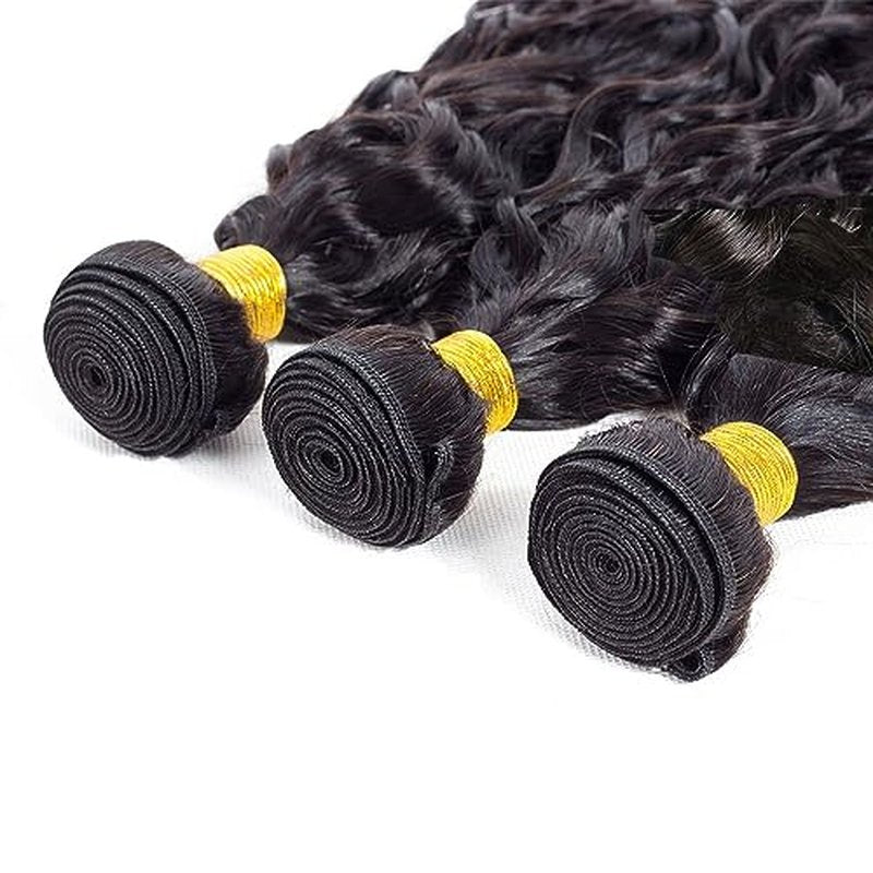 Water Wave Bundle Human Hair Natural Black Color Peruvian Virgin Remy Hair 3 Bundles 16 18 20 Inch Wet And Wavy Human Hair Bundles Double Weft Bundle