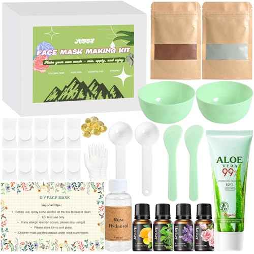 Jcoos Diy Face Mask Maker, Make Your Own Clay Mask for Face & Sheet Mask, Oil Control - Hydration Facemask Skincare, Face Mask Applicator, Mixing Bowl Set, Volcanic Ash, Essential Oils, Rose Hydrosol