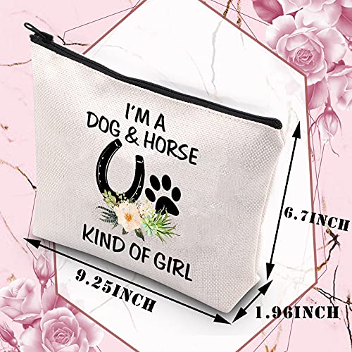 BDPWSS Dog & Horse Lover Gifts: Makeup Bags for Women & Girls - Paw Print Horseshoe Gift for Dog Mom & Cowgirl Equestrian