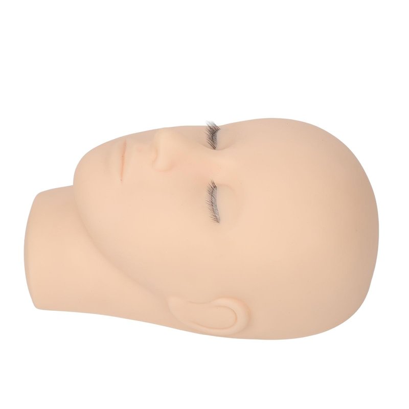 Lash Mannequin Head, Silicone 3 Layers Eyelash Practice Head High Simulation Soft Safe for Hospital
