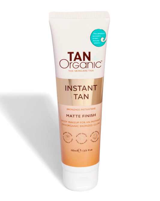 TanOrganic Instant Self Tan 100ml | Matte, Quick-Drying & Water-Resistant | For Face & Body | No Fake Tan Smell | Hydrating & Nourishing Formula