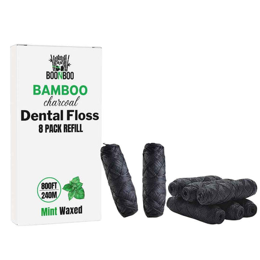 BOONBOO Dental Floss Refill, Charcoal Woven Thread, 8 Pieces, Mint