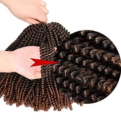 6 Packs Spring Twist Braiding Hair Spring Twists Twist Hair Synthetic Fiber Fluffy Twist Crochet Braids Low Temperature Twist Crochet Hair for Women Braiding Hair(10inch,T1B/30)