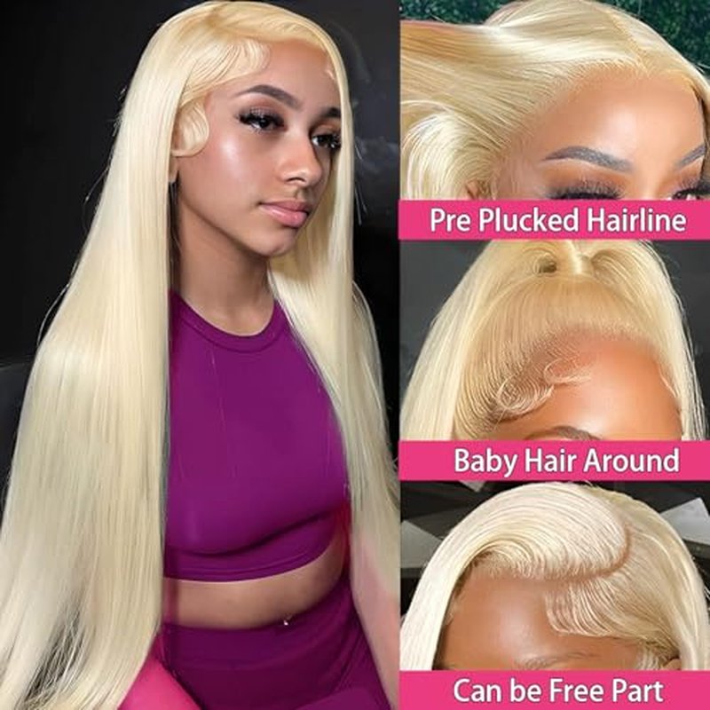 613 Lace Front Wig Human Hair Blonde Wig Human Hair For Women 200 Density HD Lace Front Wigs Human Hair Pre Plucked Straight Wigs Human Hair 13x4 Honey Blonde Lace Frontal Wig 26 Inch