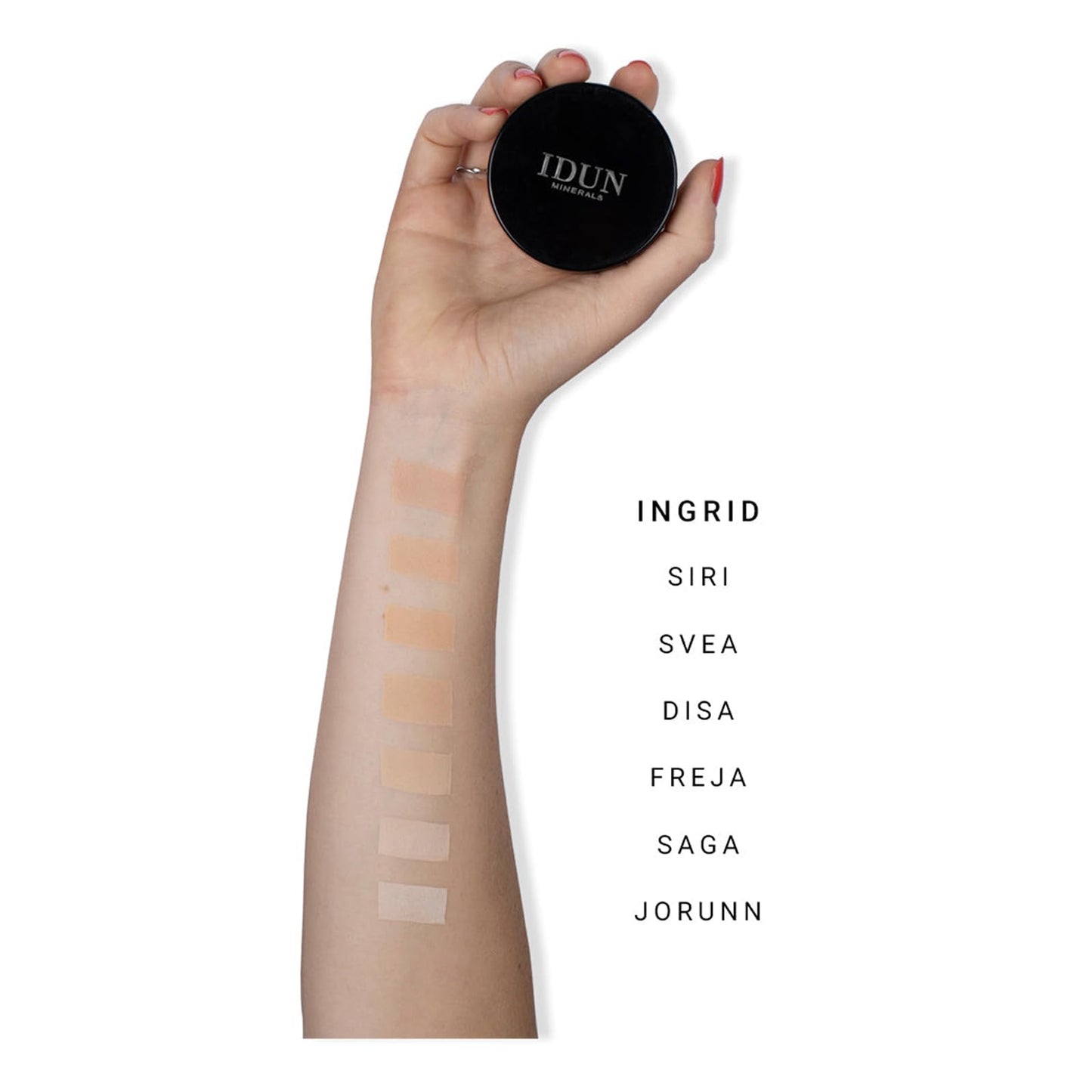 Idun Minerals - Mineral Powder Foundation - Imparts Rich Colour Payoff That Flatters Every Skin Type - Offers Impeccably Soft, Radiant Finish - Neutral Extra Light Shade - Jorunn - 0.25 Oz