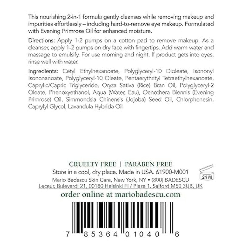 Mario Badescu Cleansing Oil - Lightweight 2-in-1 Makeup Remover & Cleanser | Nourishing Oils | 6 Fl Oz