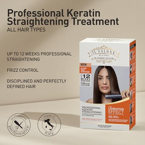 Il Salone Milano At Home Keratin Hair Treatment with Lamination Effect - Hair Smoothing Straightening Kit - Anti-Frizz Treatment for All Hair Types - Heat Protection - Long-Lasting