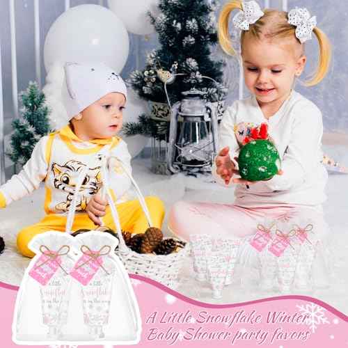 48 Sets Baby Shower Hand Cream Party Favors for Guests Christmas Hand Cream Gift Bulk Travel Size Lotion Set for Wedding Christmas(Snowflake)