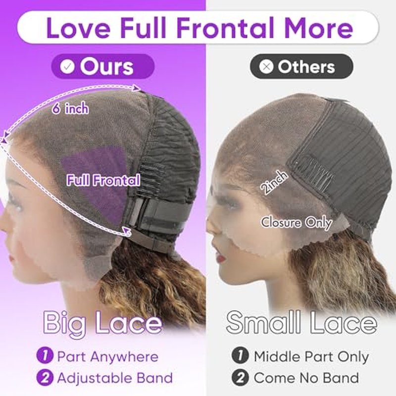 13x6 Highlight Ombre Lace Front Wigs Human Hair P4/27 Honey Blonde Lace Frontal Wigs Human Hair 200 Density Colored deep Curly Glueless Lace Front Wigs Pre Plucked with Baby Hair for Women (24 Inch)