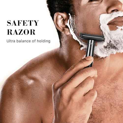 Shaving Razor - Steel Black Double Edge Safety Razor with 10 Spare Blades - 6 Speed Adjustable and 30¡Æ Angle Precision with Superior Blade Rigidity for Men and Women (Black)