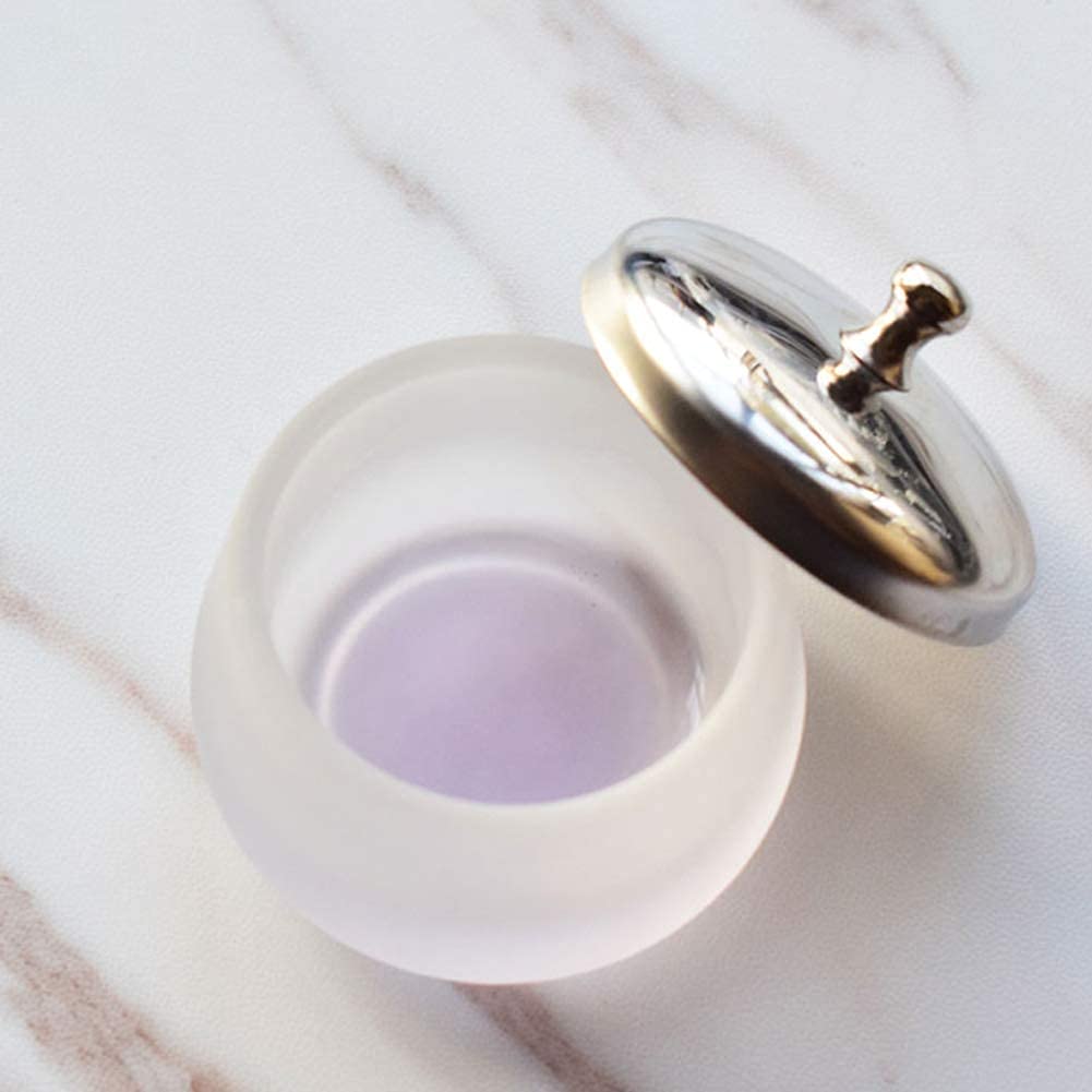 2 Pcs Frosted Glass Crystal Dappen Dish With Lid Liquid Powder Container Holder Nail Art Dappen Dish Cup Glass Dappen Cup Nail Art Tools