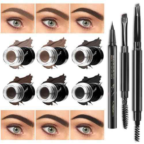 Eyebrow Pomade Pencil Liner Kit for Eyebrows Makeup with Waterproof Eyebrow Pencil, Eyeliner,Dual-ended Eyebrow Brush and Waterproof Smudge-proof Eyebrow Pomade 7g-Black