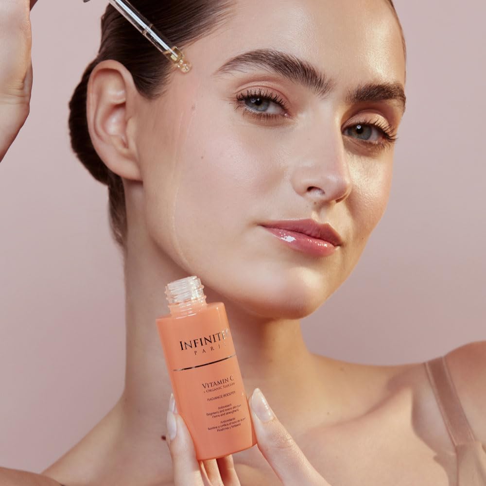 Infinitek Paris Vitamin C Facial Serum | With Organic Silicon & Ferulic Acid | Brightening Face Skincare Essential for a Smoother, Luminous Complexion | 1 fl oz / 30 ml