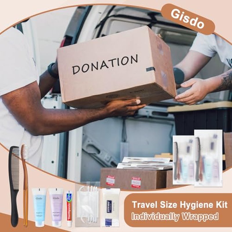 50-Pack Toiletry Kits - Personal Hygiene & Travel Kit for Men, Women & Charity - Disposable, Bulk Homeless Care Package Supplies