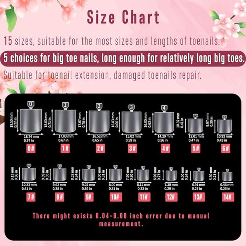 NOVO OVO Sharp Square Toe Nail Tips Press on Full cover, Soft Gel False Toenail Extension Kit, Pre-etched Clear Double Matte Fake Longtoes Claw for Salon DIY Acrylic Pedicure x 15 Sizes 240 Pcs