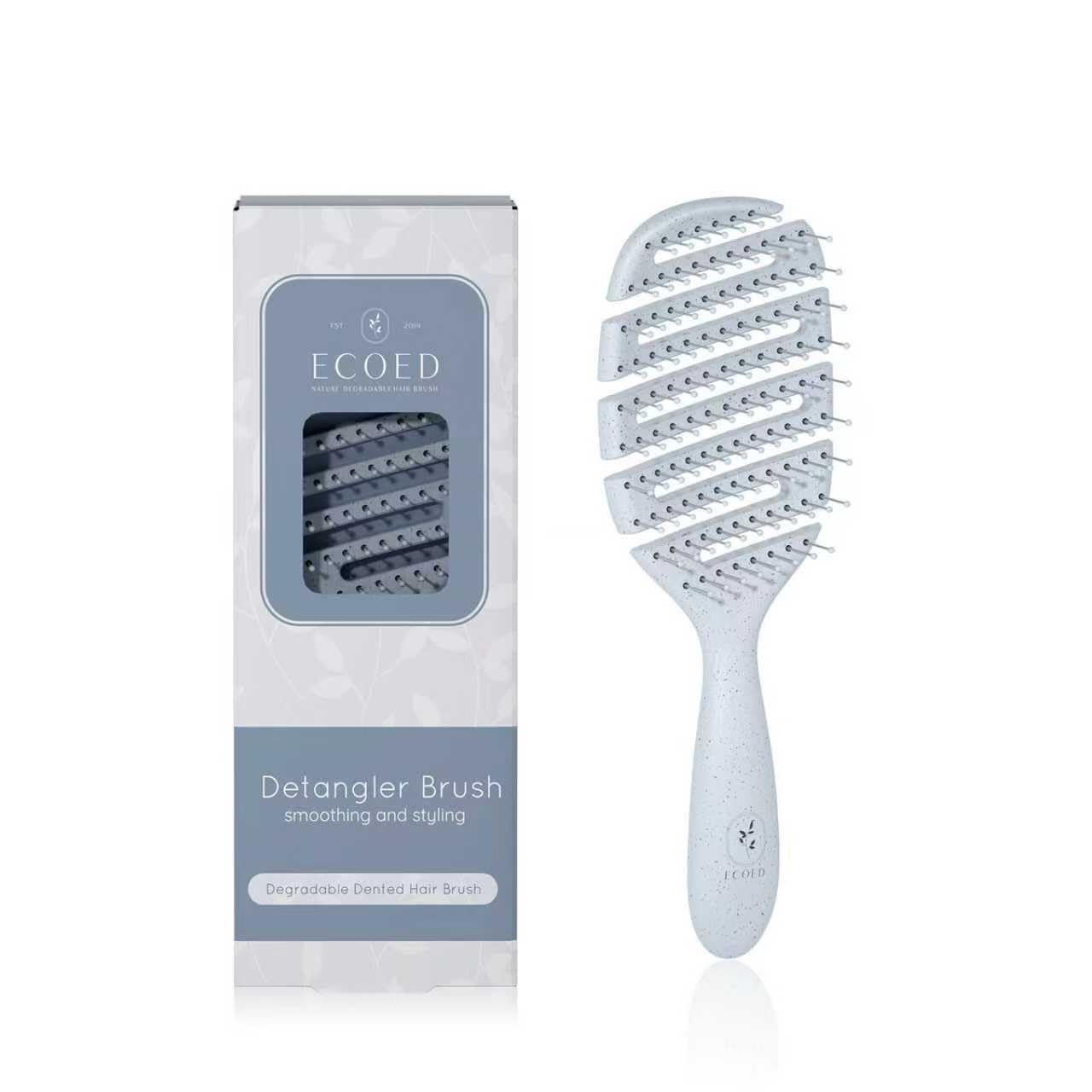 Ecoed Vented Detangling Hair Brush - Smooths Curly, Thick & Straight Hair | Eco-Friendly Blue Design