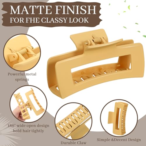 Yunlly 48 Pcs 4.1 Inch Claw Clips Bulk Large Rectangle Square Hair Claw Clips Nonslip Thick Long Hair Strong Hold Jaw for Women Girl Accessories(Multicolor)