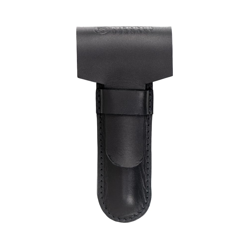 MERKUR Black Leather Razor Case - Vegetable-Tanned Cowhide | Precision Fit for Safety Razors up to 110mm