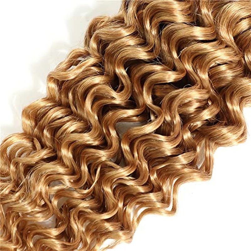 #27 Blonde Bundles Human Hair Kinky Curly Bundles 16 18 20 Inch Honey Blonde Kinky Curly Bundle Human Hair Extensions Unproceesed Virgin Hair 100 Gram Per Bundle 3 Bundle