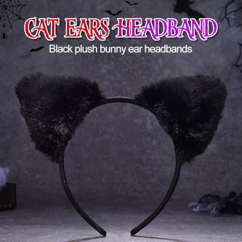 BARTOSI Cat Ears Headband Black Leopard Ear Headpiece Halloween Costume Hair Accessories for Women and Girls