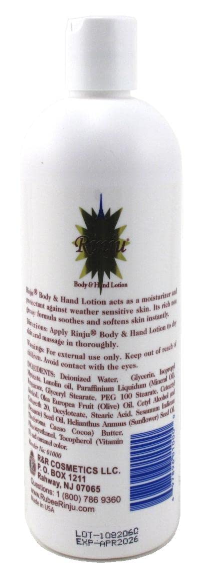 Rinju Body & Hand Lotion 16 Ounce Enriched with Vitamin-E (Pack of 2)